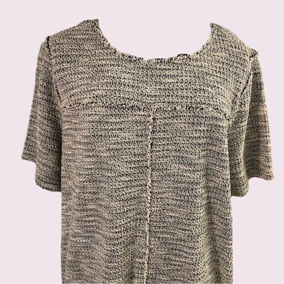 LOFT | Black and White Tweed Short Sleeved Shift Dress - Picture 2 of 5